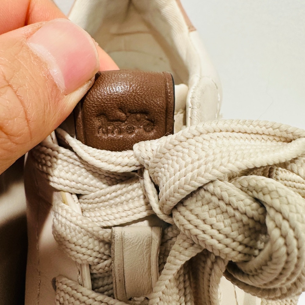 Coach Platform Sneaker Womens 9B G4012 Cream Leather Striped Flatform Shoe - Picture 14 of 16